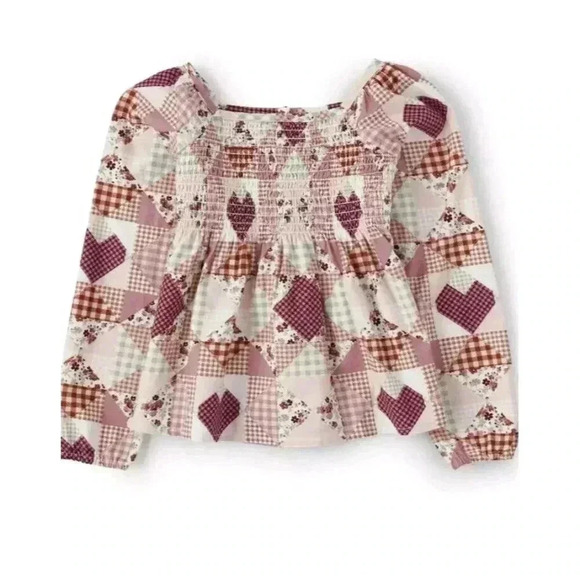 Gymboree Girls Pink Patchwork Pattern Hearts Long Sleeve 3T - Picture 1 of 10